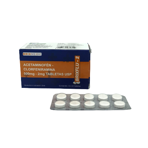 ACETAMINOFEN +CLORFE 500MG/2MG Y 4MG X 10 TAB BRIXMEDIC