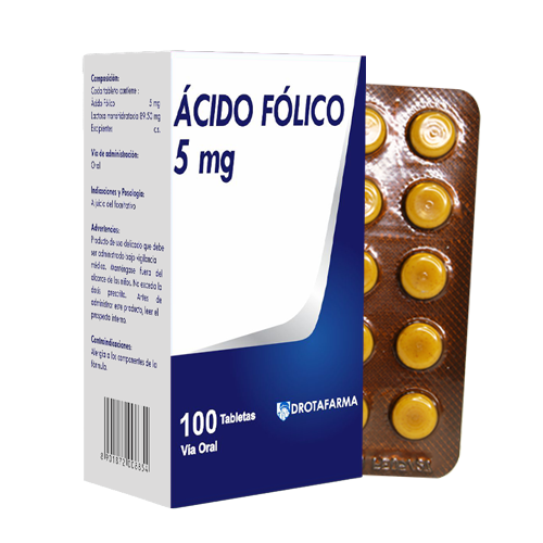 ACIDO FOLICO  5 MG X 10 TAB DROTAFARMA