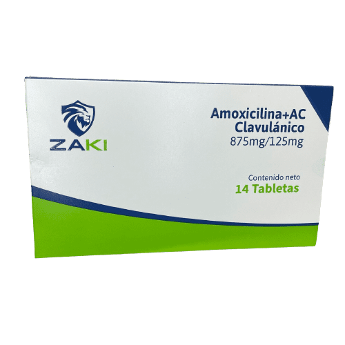 AMOXICILINA + ACD. CLAVULANICO 875MG/125MG  X 14 TAB. ZAKI