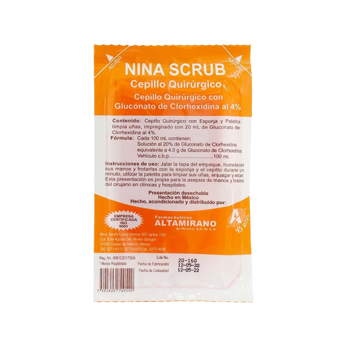 CEPILLO QUIRURGICO C/CLOREHEXIDINA X 1 UND