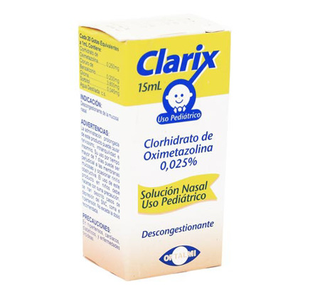 CLARIX OXIMETAZOLINA 0.025% SOL NASAL PED X 15ML GENCER