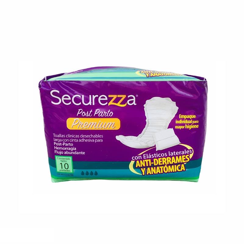 TOALLA POST PARTO SECUREZZA X 10 UNID.
