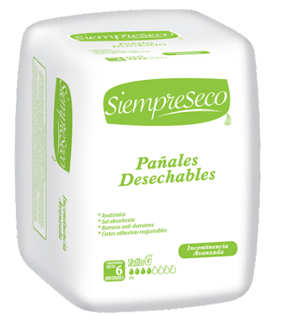 PAÑAL ADULTO SIEMPRE SECO TALLA G X 6 UND