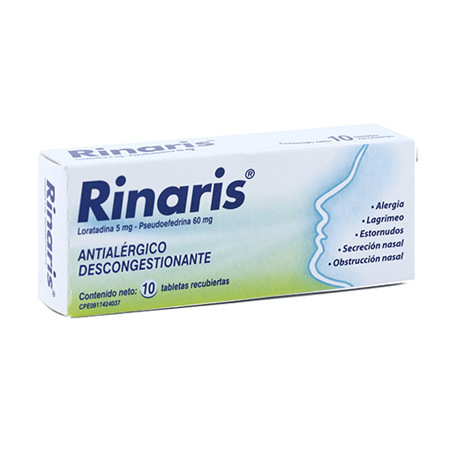 RINARIS LORATADINA + PSEUDOEFEDRINA 5MG/60MG X 10 TAB
