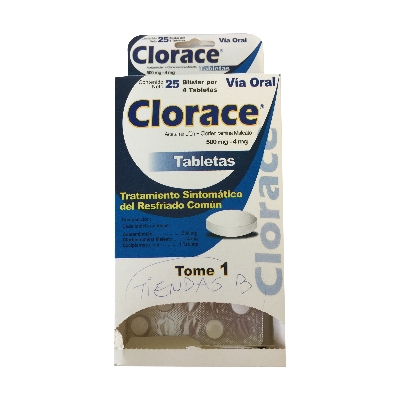 CLORACE 500MG/4MG X 4 TAB. DISPENSADOR