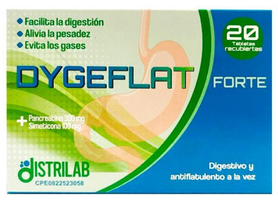 DYGEFLAT FORTE PANCREATINA+SIMETICONA X 20 TAB DISTRILAB