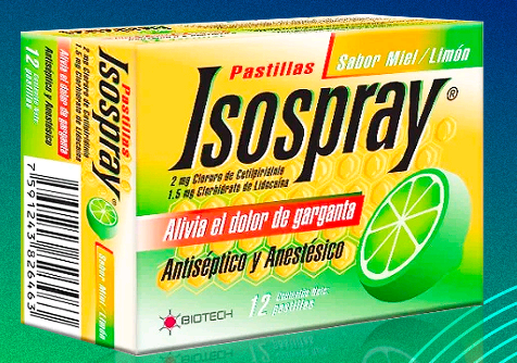 ISOSPRAY X 12 TABLETAS cetilpiridinio lidocaina