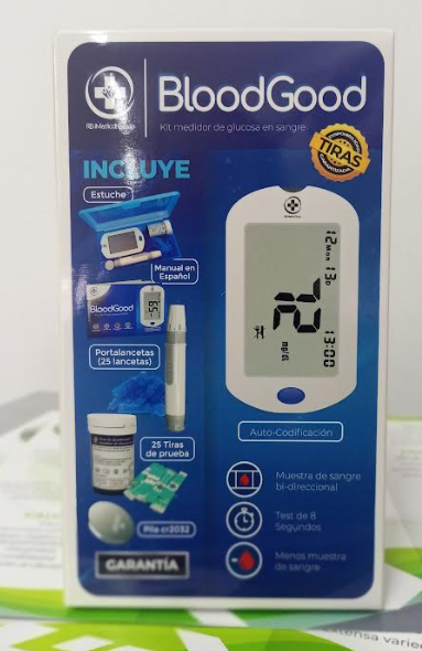 GLUCOMETRO BLOODGOOD +25 TIRAS+25LANCETAS+LAPIZ