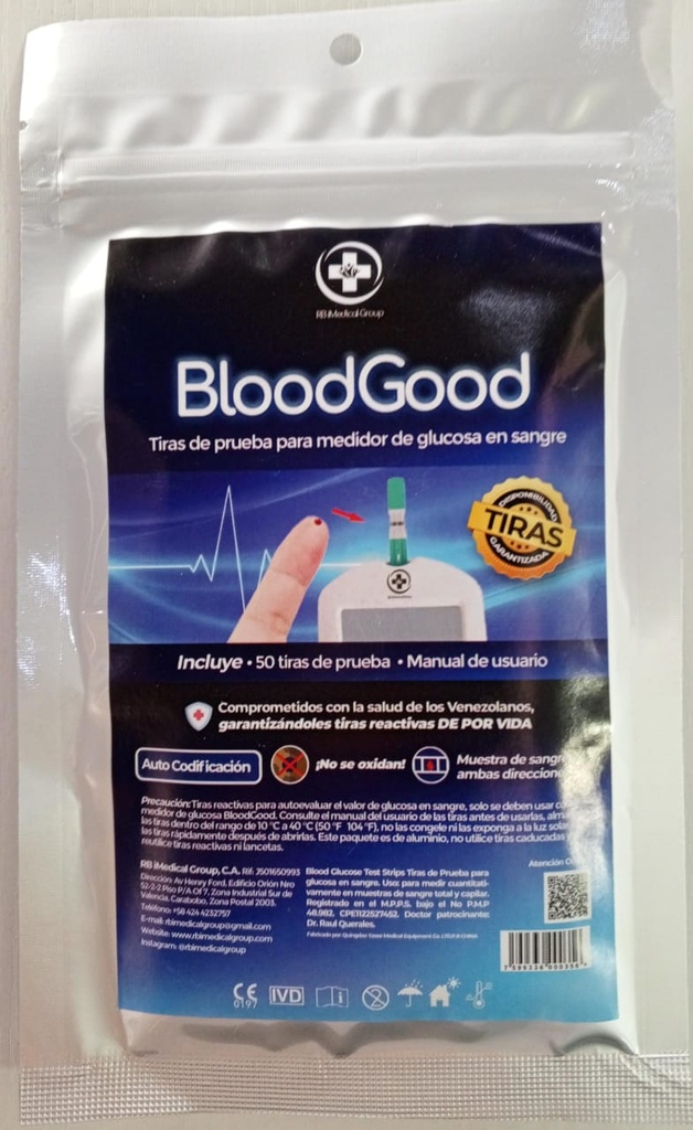 TIRAS GLUCOMETRO BLOODGOOD x 5 unidades