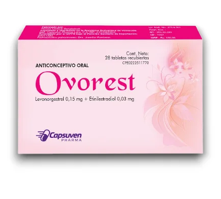 OVOREST 0.15MG/0.03MG Etinilest. Levonor. X 28 CAPSULAS