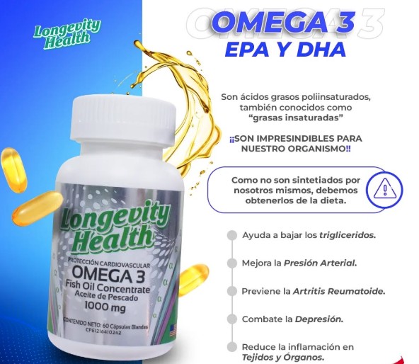 OMEGA 3  1000MG X 60CAP LONGEVITY HEALT