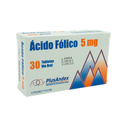 ACIDO FOLICO 5MG X 30 TAB PLUSANDEX