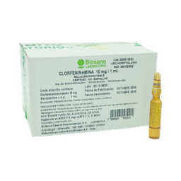 CLORFENIRAMINA 10MG/1ML X1 AMPOLLA (IM-IV)