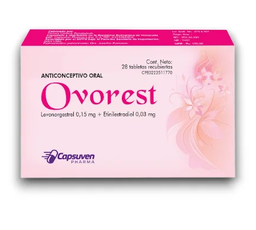 OVOREST 0.15MG/0.03MG Etinilest. Levonor. X 28 CAPSULAS