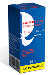 AMOXICILINA+ AC CLAV 400 mg–57 mg/ 5 ml X60 ML QUIMFAR