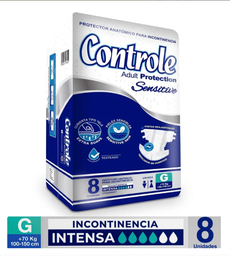 PAÑAL ADULTO SENSITIVE TALLA G X 8 UND CONTROLE